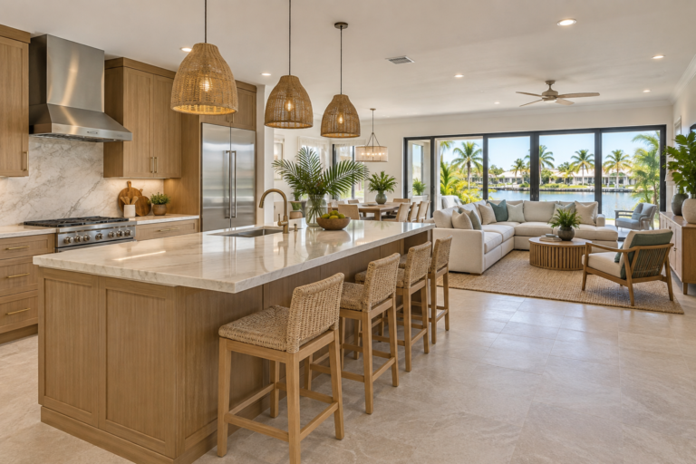 Completed open-plan home renovation in South Florida
